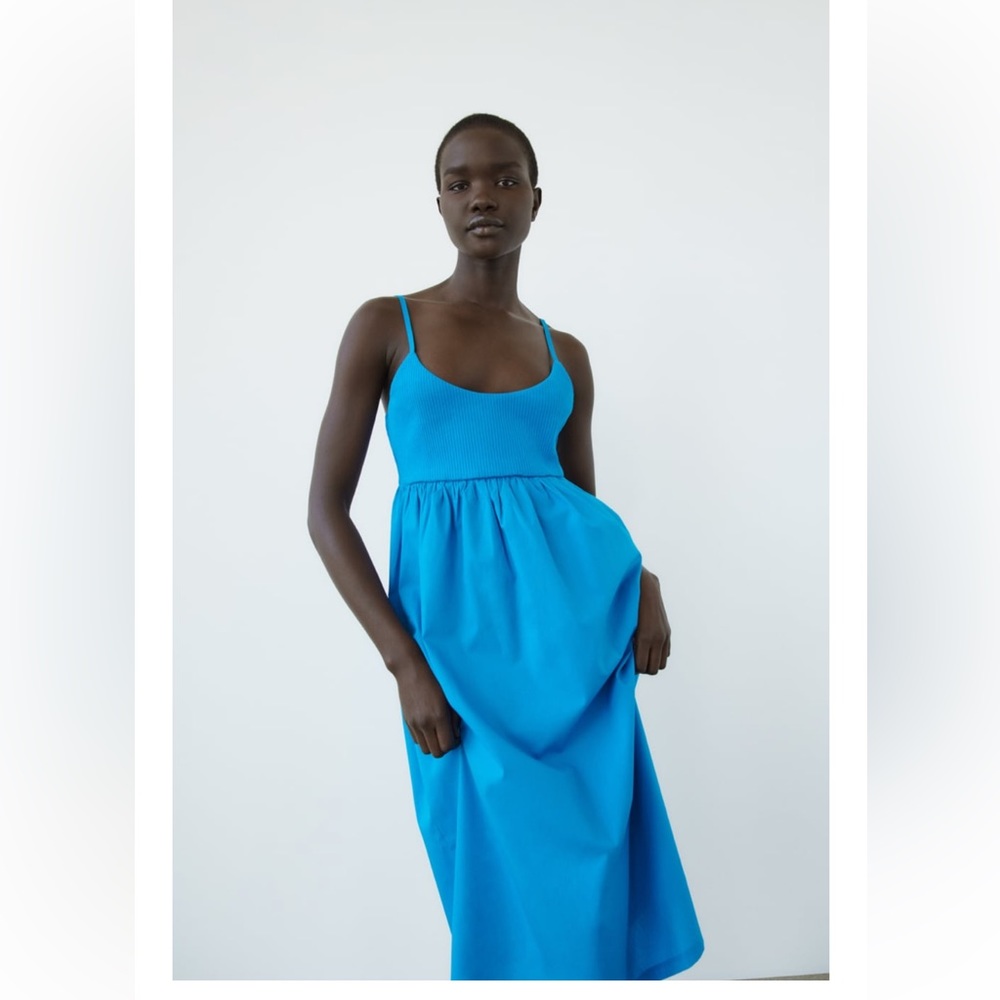 Zara DRESS WITH RIBBED TRIM